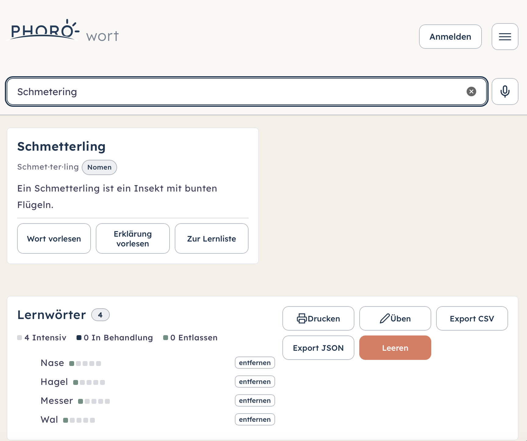 PHOROwort – Wörterbuch